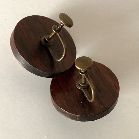 Women's Vintage Fashion Brown Necklace + Clip On Round Earring Set - Picture 3 of 8